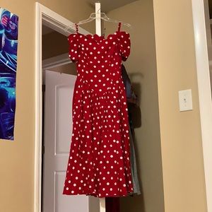 Retro red and white polka dot day dress